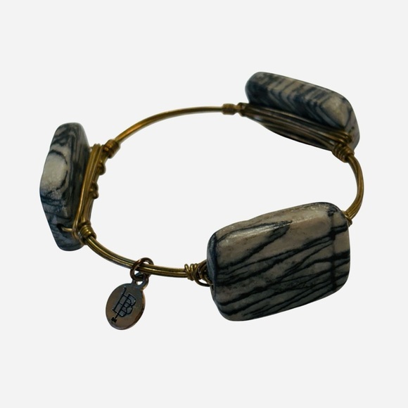 Bourbon & Boweties Bowties Gray Grey Granite Stone Bracelet Stackable - Picture 3 of 6